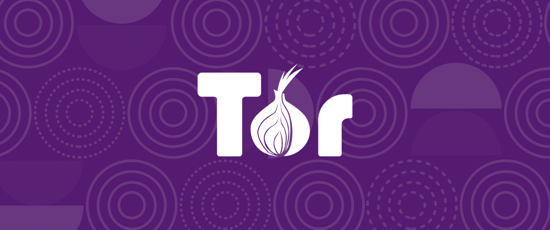 The Tor logo with a purple background and some circles on it.