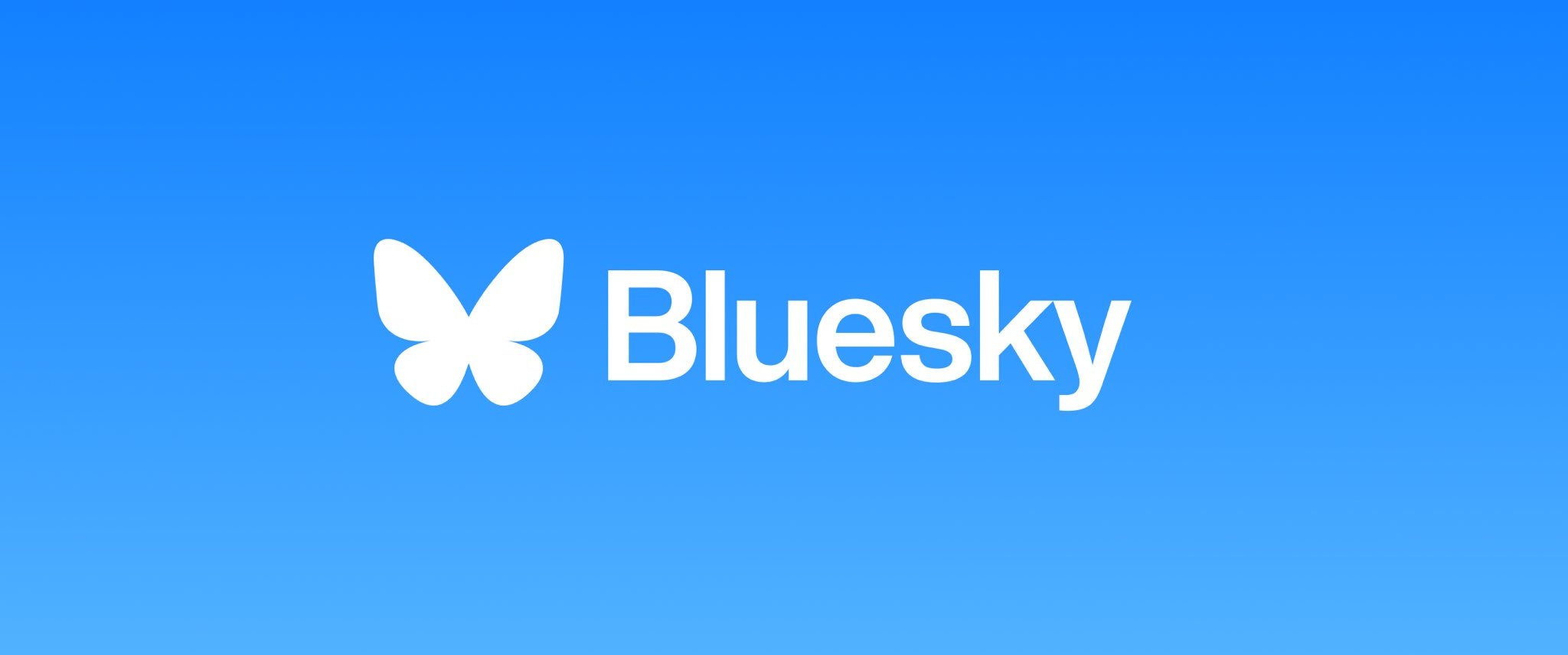 The Bluesky logo in white with a blue background.